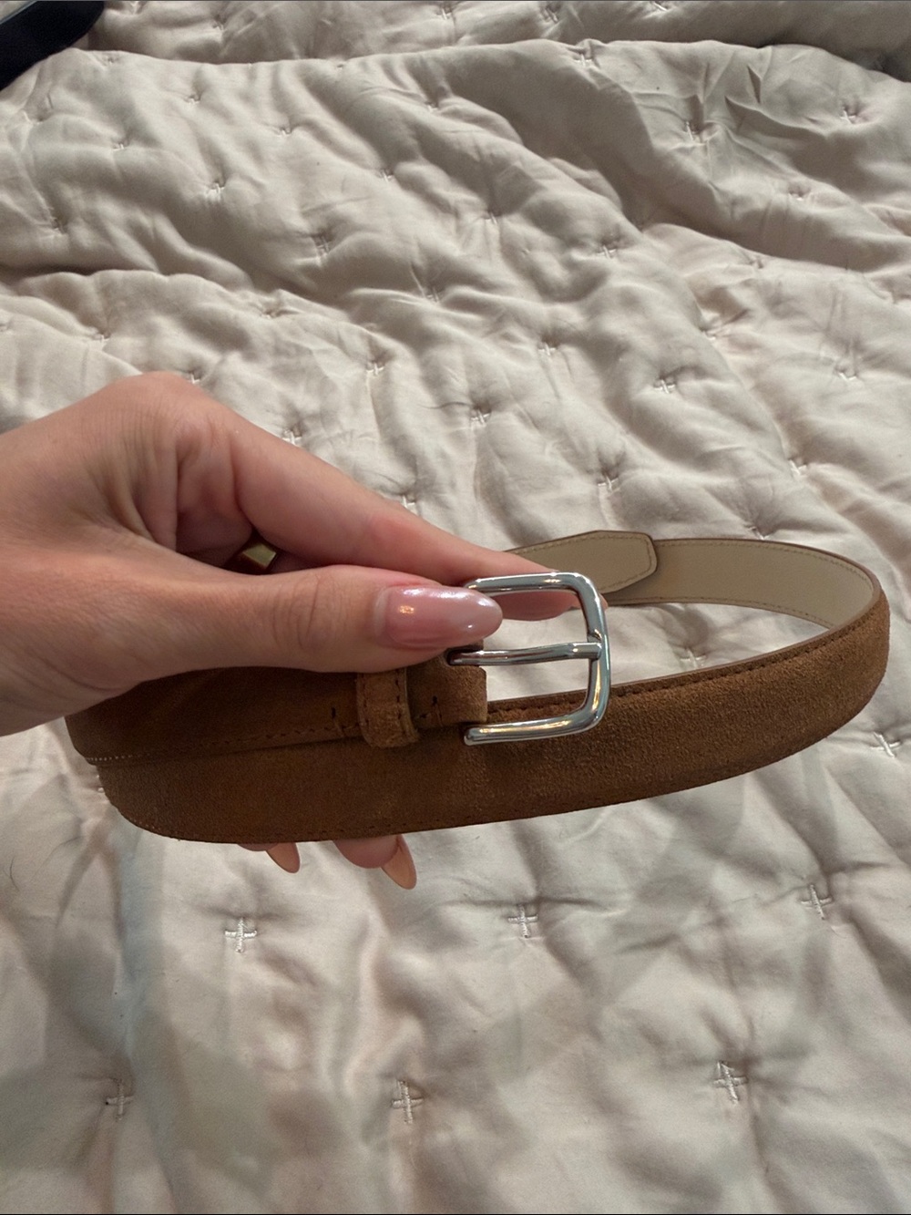 Aritzia Tan Suede Belt with Silver Buckle NWT Sz M